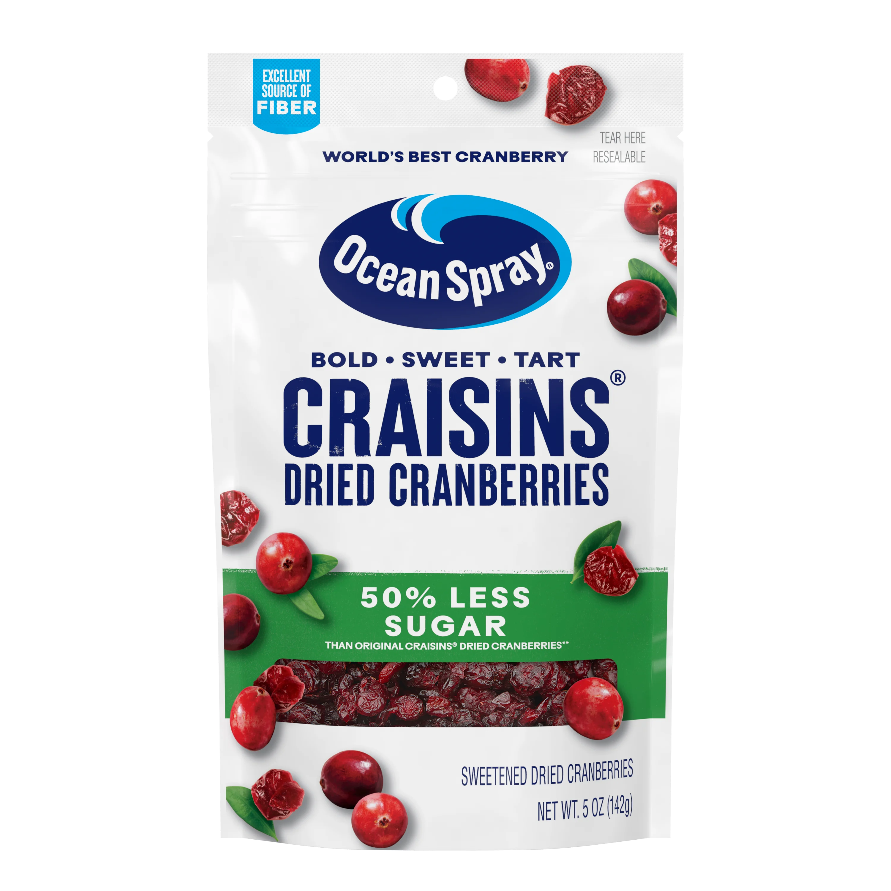 Craisins® 50% Less Sugar Dried Cranberries front image.