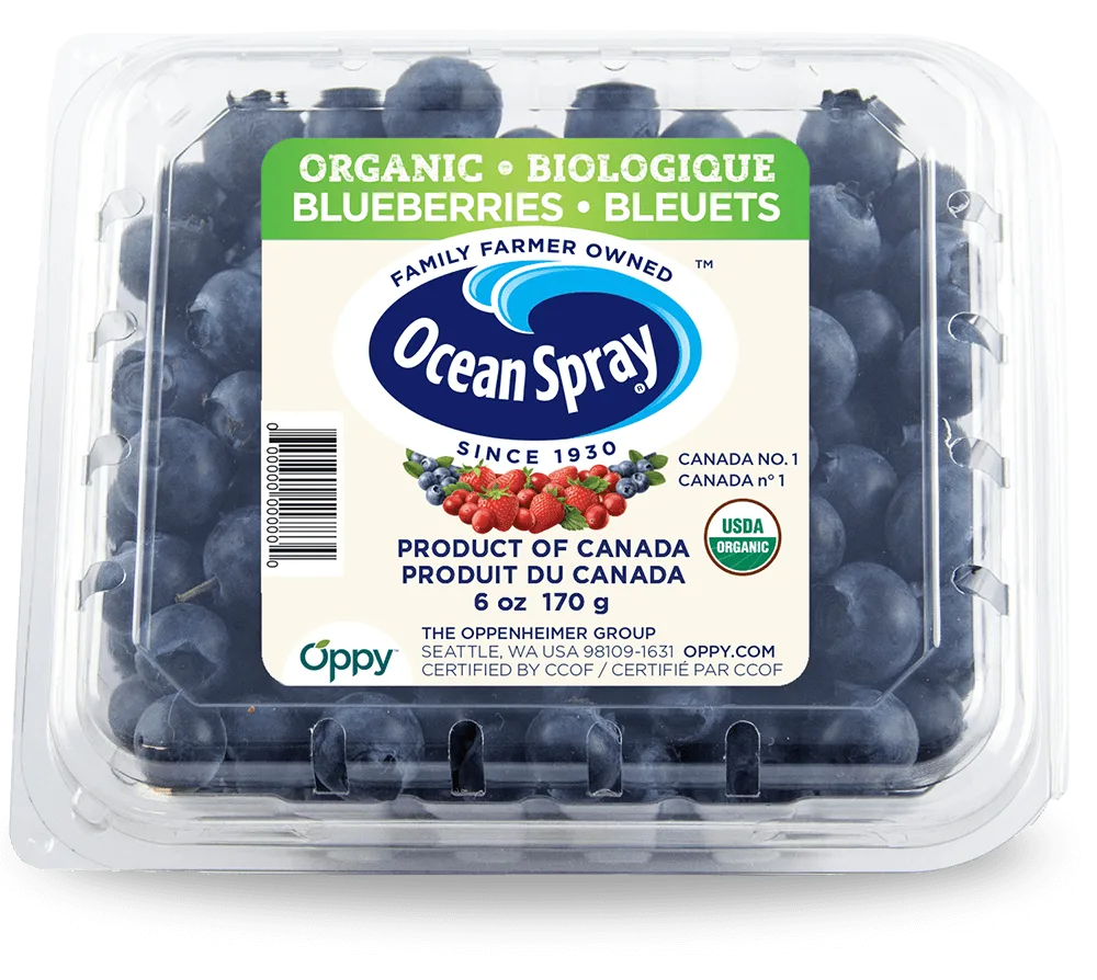 Organic Blueberries front image.