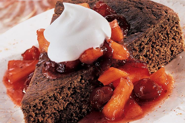 Gingerbread with Warm Cranberry Compote
