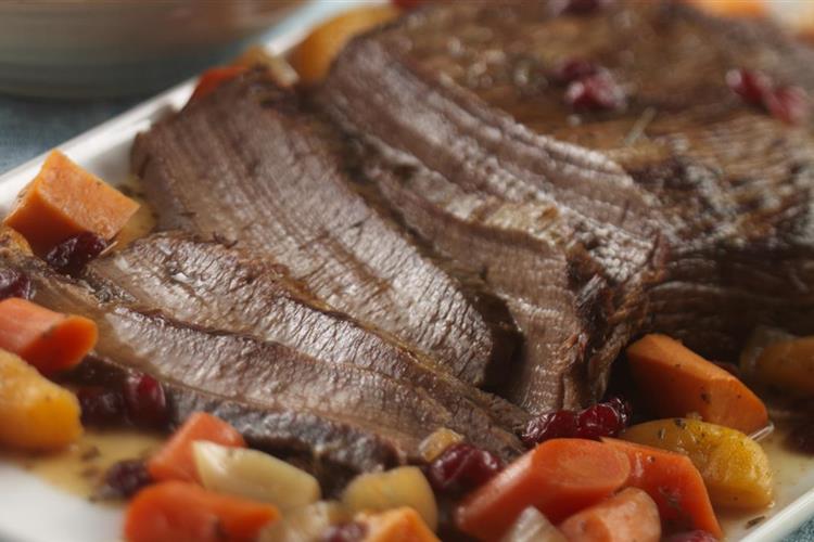 Beef Brisket with Craisins® Dried Cranberries and Sweet Potatoes