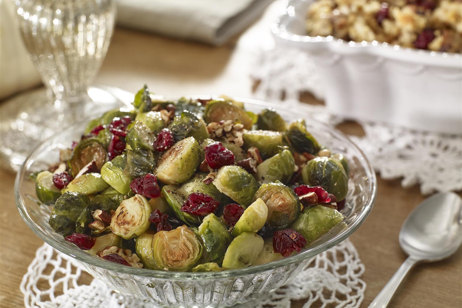 Brussels Sprouts with Toasted Pecans and Cranberries