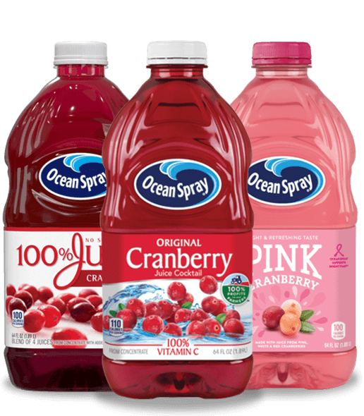pack-shots of diet, original cranberry and grapefruit juices